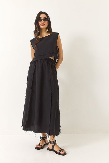 Textured Blouse & Skirt Muslin Fabric Two-Piece Set - Image 3