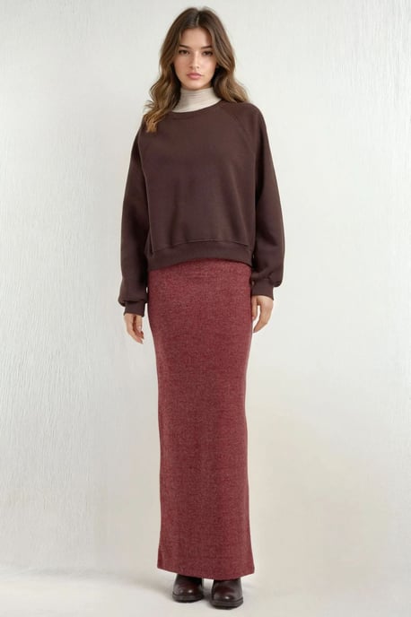 Elastische Taille Zachte Textuur Rok met Splits - Image 2