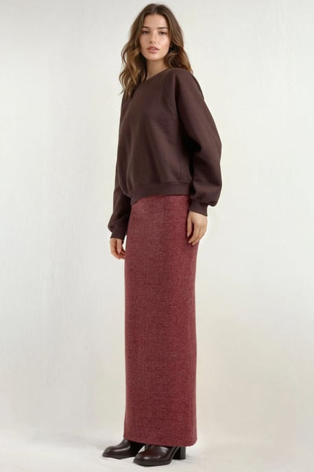 Elastische Taille Zachte Textuur Rok met Splits - Image 3