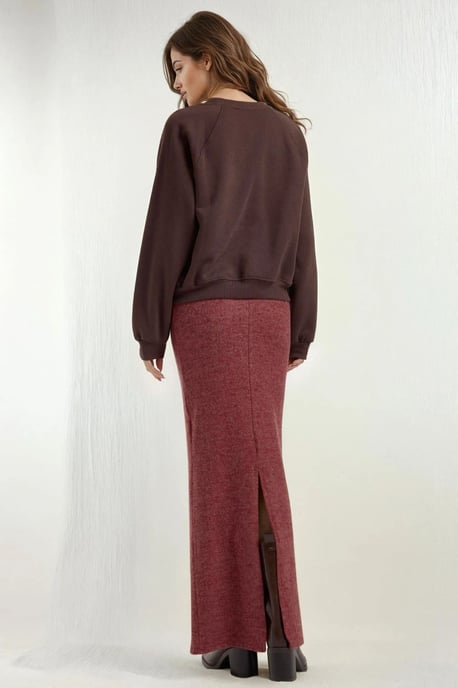Elastische Taille Zachte Textuur Rok met Splits - Image 4
