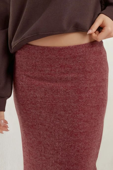 Elastische Taille Zachte Textuur Rok met Splits - Image 5
