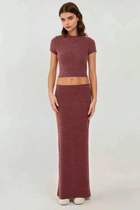 Elastische Taille Zachte Textuur Rok met Splits - Image 6