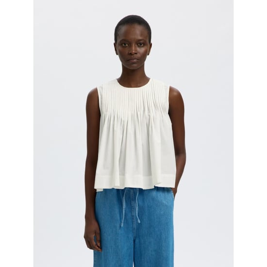 Selected Femme slfsophia sl pleated top b 16101312 snow white - Image 3