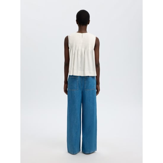 Selected Femme slfsophia sl pleated top b 16101312 snow white - Image 6