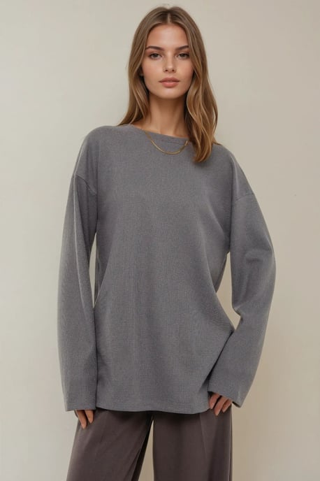 Crew Neck Waffle Sweatshirt - Image 1