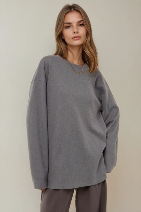 Crew Neck Waffle Sweatshirt - Image 3