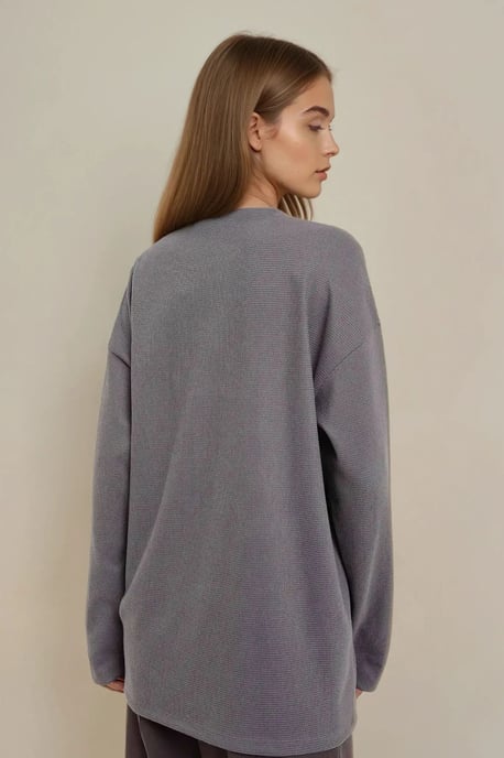 Crew Neck Waffle Sweatshirt - Image 5