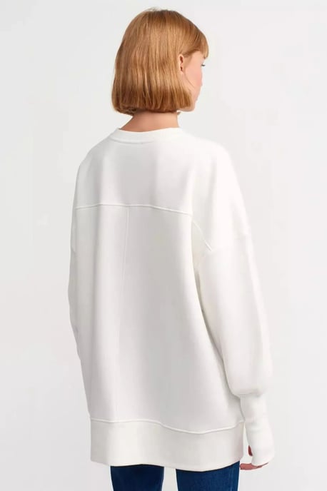Oversized Crew Neck Sweatshirt med Sidoklipp - Image 2