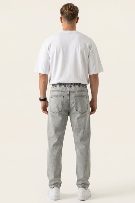 Opvallende Denim Broek met Touwsluiting Taille - Image 3