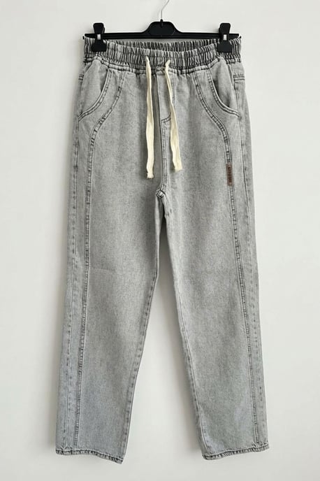 Opvallende Denim Broek met Touwsluiting Taille - Image 4