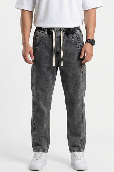 Opvallende Denim Broek met Touwsluiting Taille - Image 2
