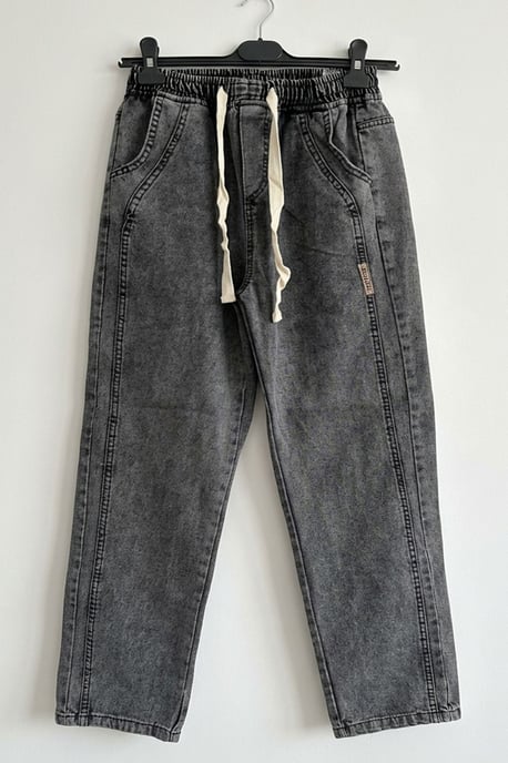 Opvallende Denim Broek met Touwsluiting Taille - Image 5