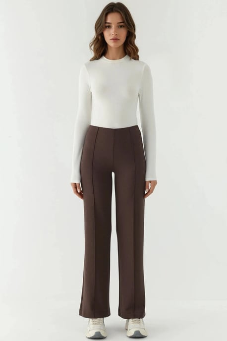Modal Touch Ribbels Gedetailleerde Wijde Pantalons - Image 6