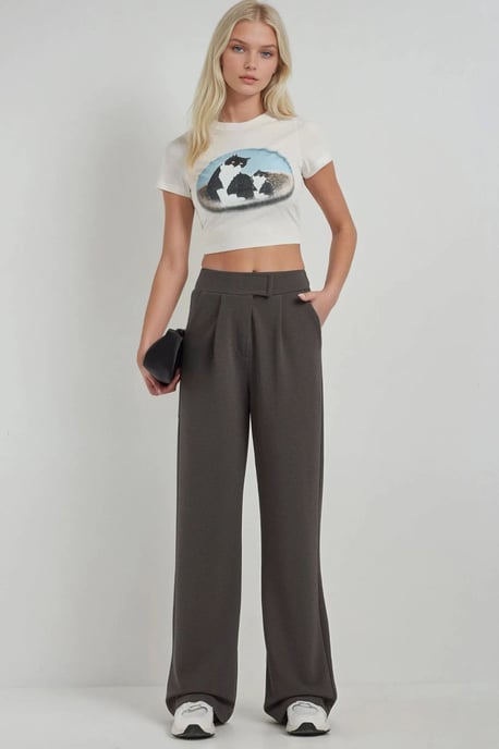 High Waist Elastic Crepe Palazzo Pants - Image 3