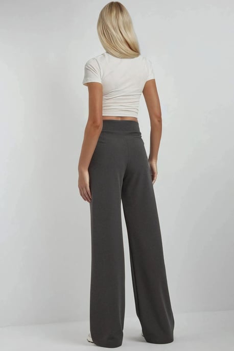 High Waist Elastic Crepe Palazzo Pants - Image 6