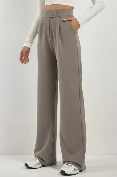 Hoge Taille Elastische Crepe Palazzo Broek - Image 1