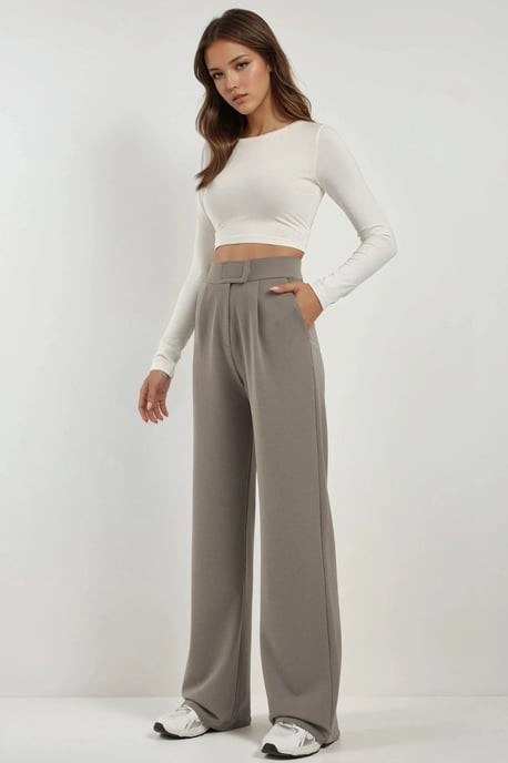 Hoge Taille Elastische Crepe Palazzo Broek - Image 3