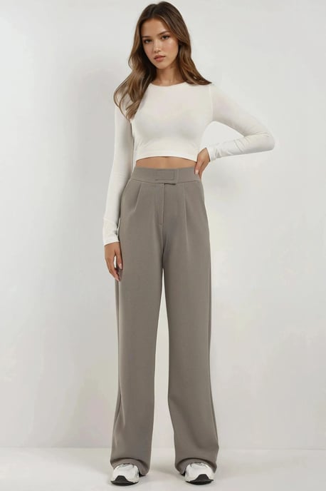 Hoge Taille Elastische Crepe Palazzo Broek - Image 4