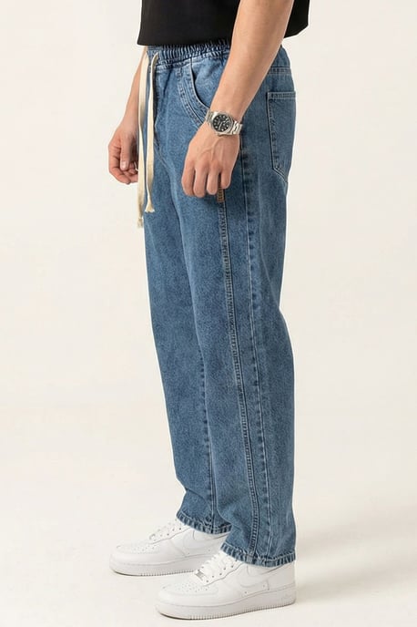 Opvallende Denim Broek met Touwsluiting Taille - Image 2