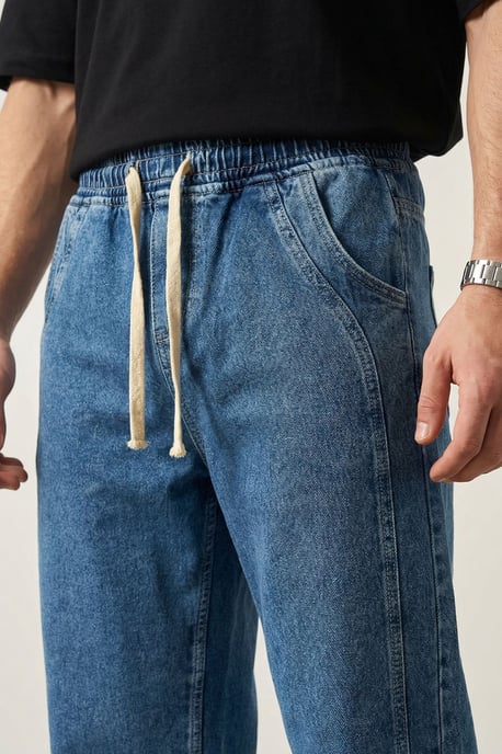 Opvallende Denim Broek met Touwsluiting Taille - Image 4