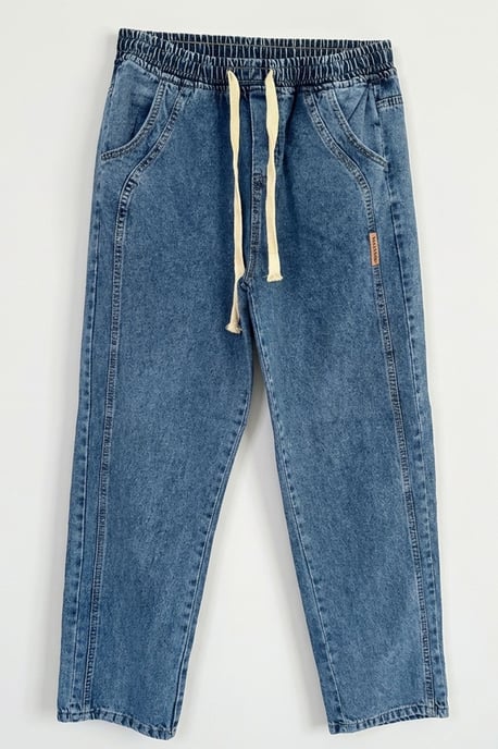 Opvallende Denim Broek met Touwsluiting Taille - Image 6
