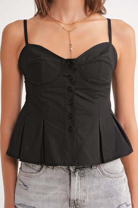 Söt hjärtan-halsknapp-fram Peplum Cami Top - Image 6