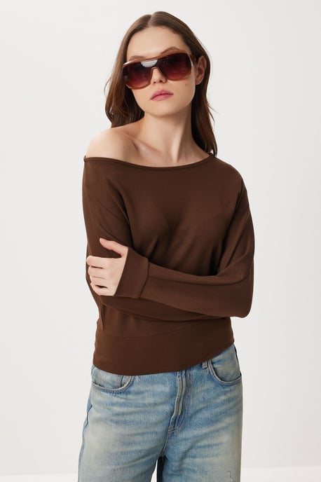 Asymmetrisk Krage Avslappnad Passform Blus - Image 4