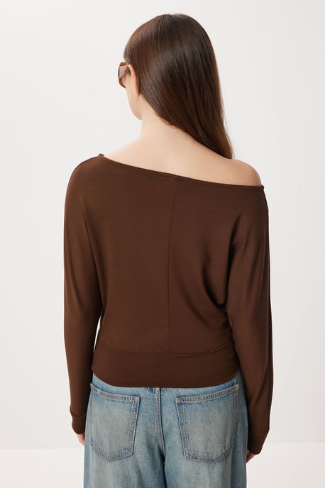 Asymmetrisk Krage Avslappnad Passform Blus - Image 6