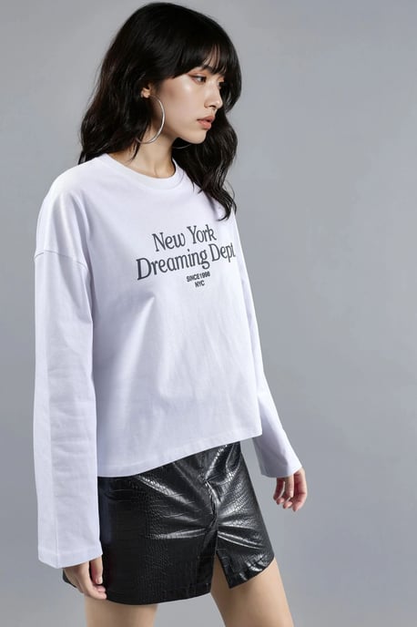 Ontspannen Pasvorm Lange Mouw Crewneck T-shirt met Achterprint - Image 4