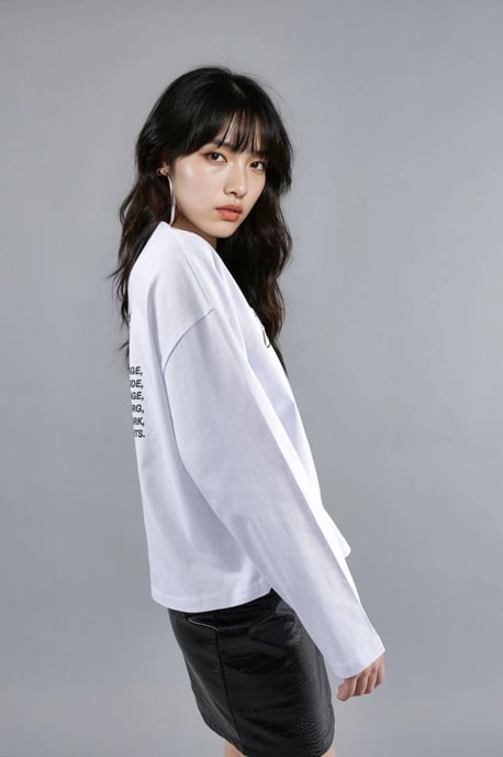 Ontspannen Pasvorm Lange Mouw Crewneck T-shirt met Achterprint - Image 5