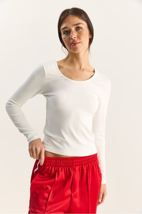 Slim Fit U-Hals Gebreide Blouse - Image 2