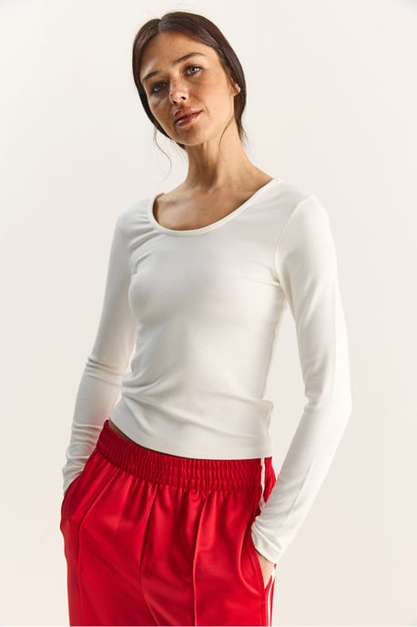 Slim Fit U-Hals Gebreide Blouse - Image 3