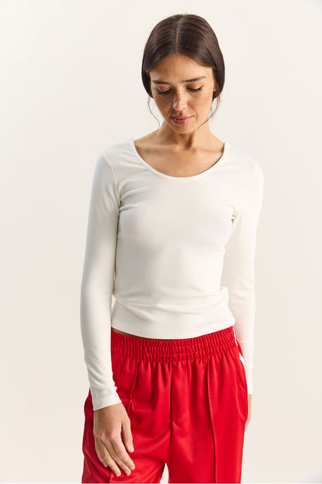 Slim Fit U-Hals Gebreide Blouse - Image 4