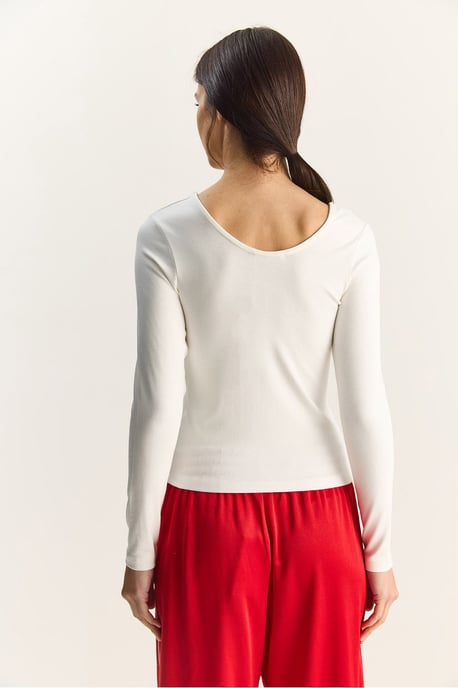Slim Fit U-Hals Gebreide Blouse - Image 6