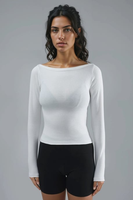 Slim Fit Ribbed Boat Neck Blouse - Image 6