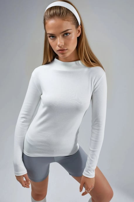 Slim Fit Half Turtleneck Blouse - Image 1