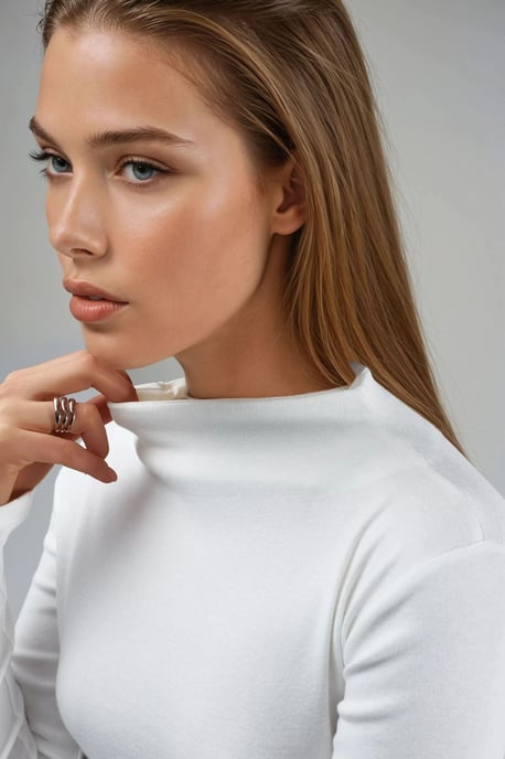 Slim Fit Half Turtleneck Blouse - Image 6