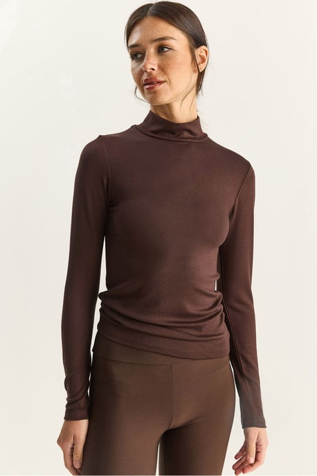 Slim Fit Långärmad Halvpolokrage Topp - Image 2