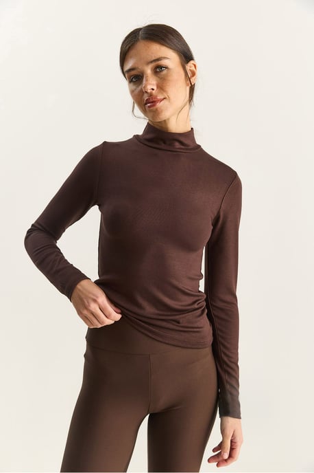 Slim Fit Långärmad Halvpolokrage Topp - Image 3