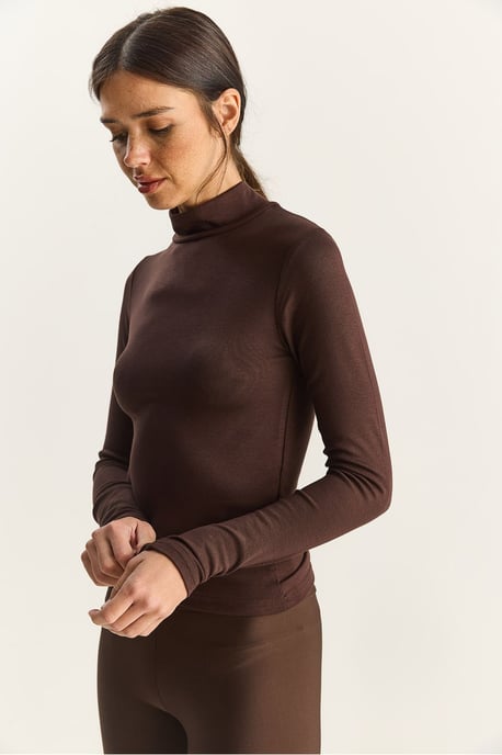 Slim Fit Långärmad Halvpolokrage Topp - Image 4
