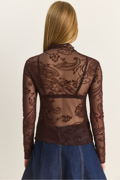 Paisleytryckad cut-out halvpolotröja - Image 6