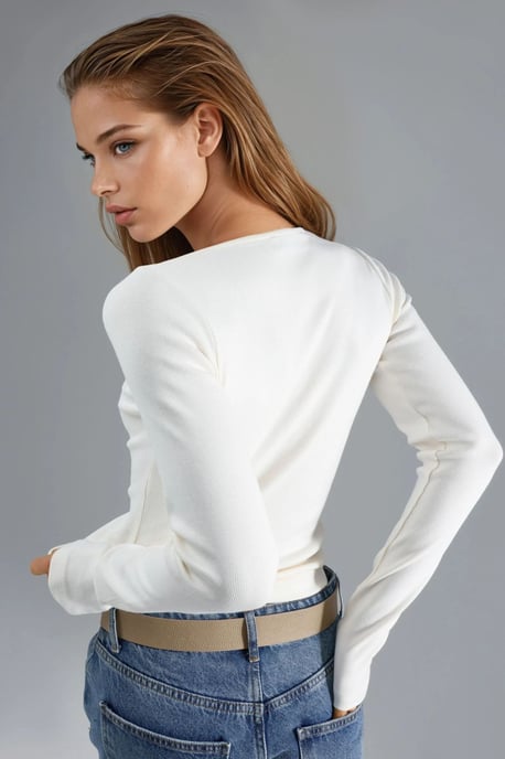 Kant Gedetailleerde V-Hals Blouse - Image 3