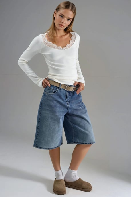 Kant Gedetailleerde V-Hals Blouse - Image 5