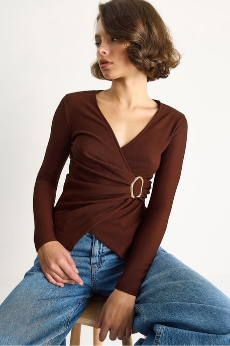 Dubbele Breasted Blouse met Accessoire Detail - Image 3
