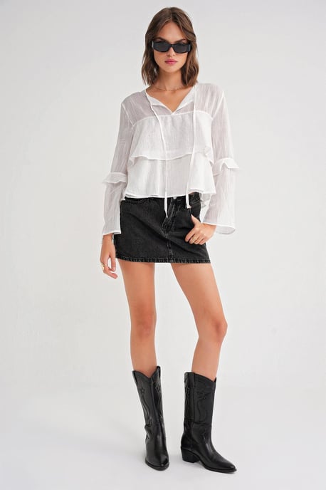 Franje Blouse met Strikdetail - Image 2