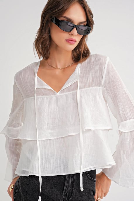 Franje Blouse met Strikdetail - Image 3