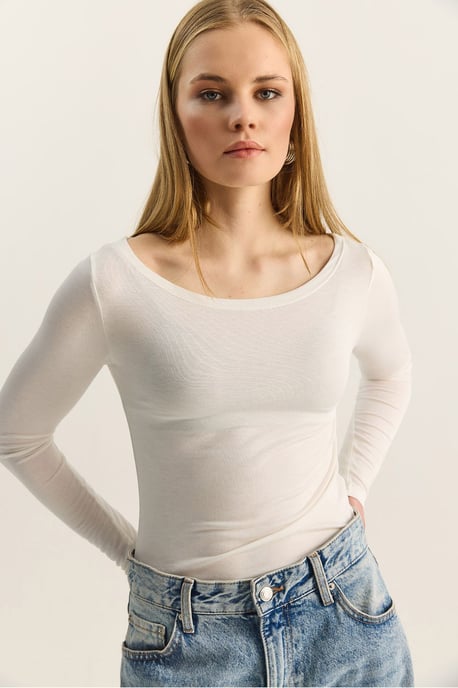Crew Neck Grundläggande Transparent Topp - Image 5
