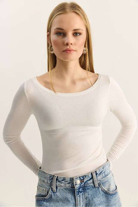 Crew Neck Grundläggande Transparent Topp - Image 6