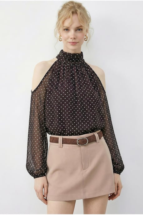 Effen Chiffon Colblouse met Uitsnijding - Image 2