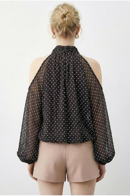 Effen Chiffon Colblouse met Uitsnijding - Image 4